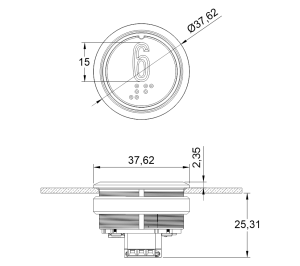 VF65 Asansör Butonu – Ölçüler